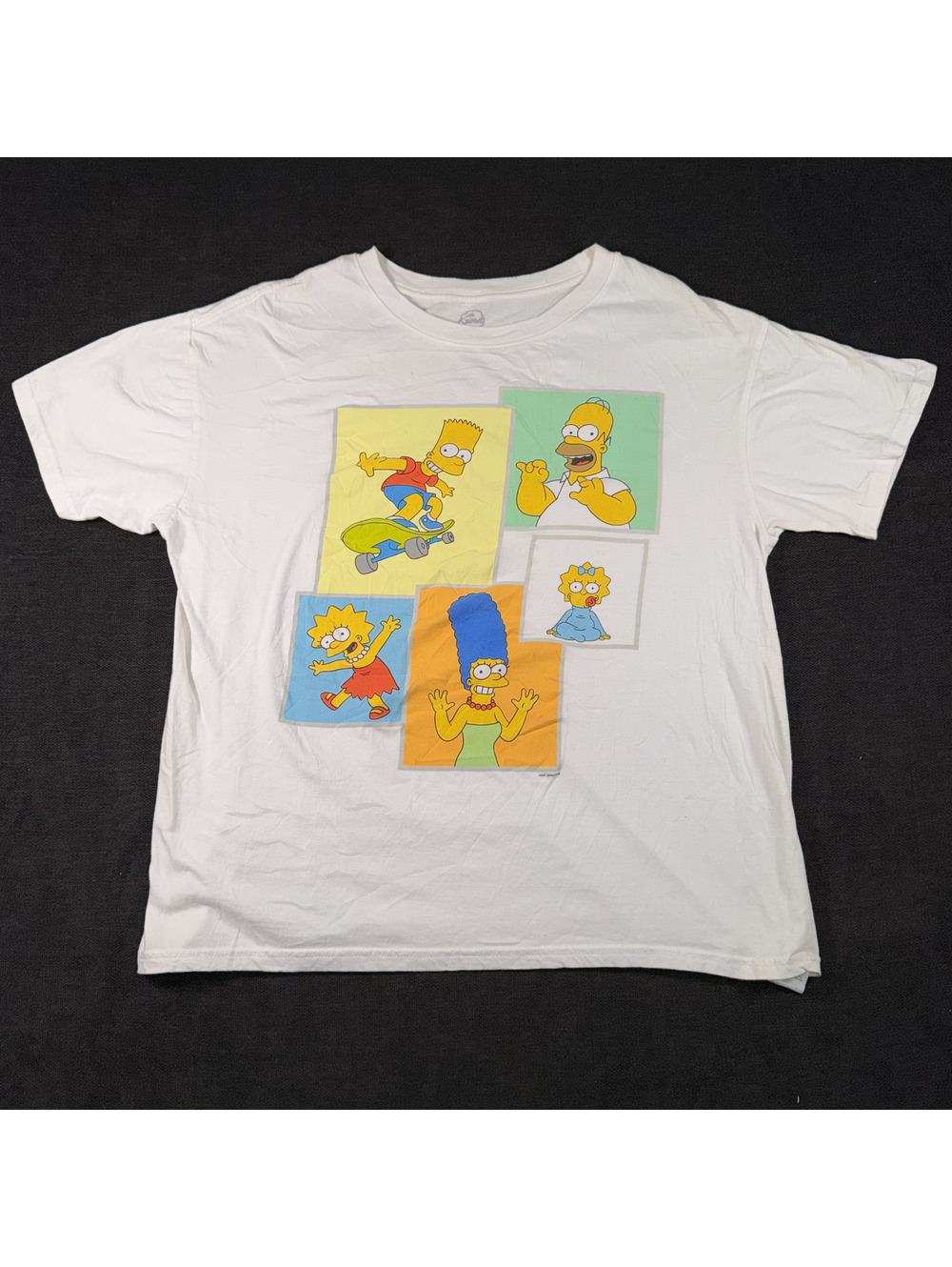 The Simpsons White Graphic T-Shirt with Family Character Blocks